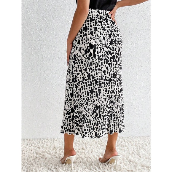 abstract Print Plisse Skirt small pleat midi skirt - Picture 7 of 12